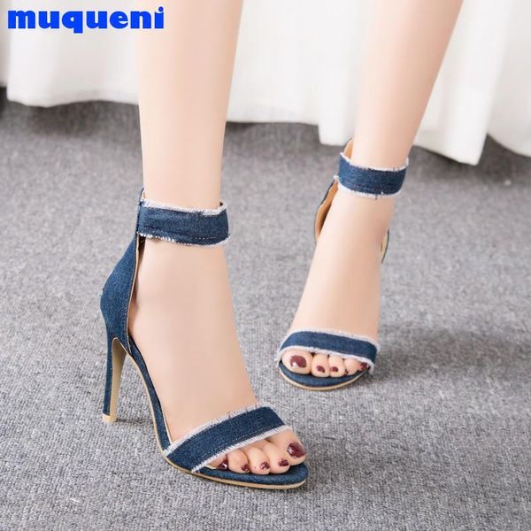 summer ankle boots shoes for woman high heels blue jeans denim sandals gladiator fashion back zipper ladies, Black
summer ankle boots shoes for woman high heels blue jeans denim sandals gladiator fashion back zipper ladies, Black