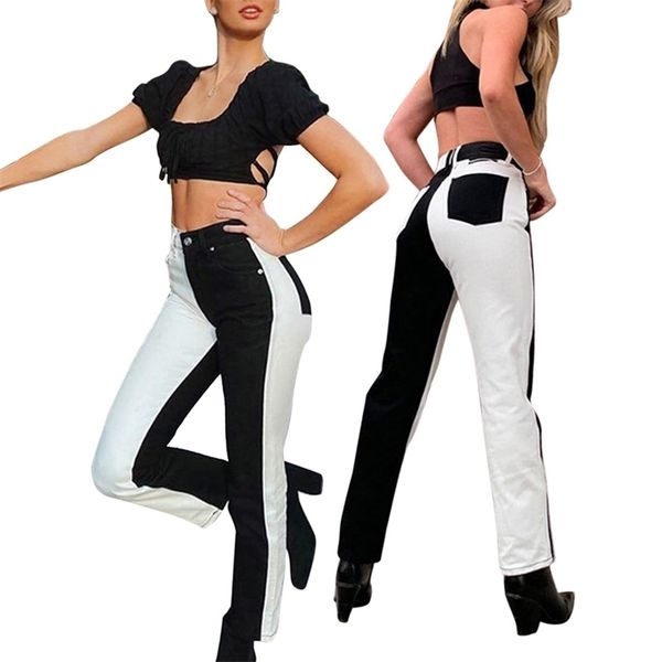 women straight pants stitching color block patchwork wide leg loose button up casual sports jogging running trousers 210522, Black;white
women straight pants stitching color block patchwork wide leg loose button up casual sports jogging running trousers 210522, Black;white