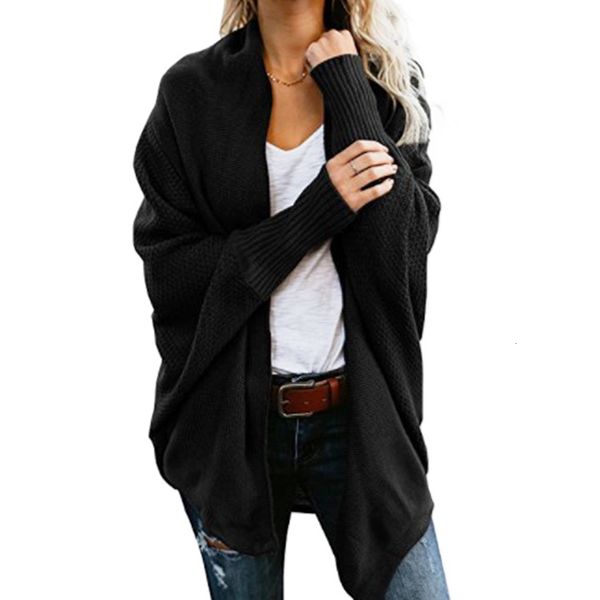 women's knitted coat batwing sleeve solid hipster irregular lapel cardigan sweater oversized turndown, White;black
women's knitted coat batwing sleeve solid hipster irregular lapel cardigan sweater oversized turndown, White;black