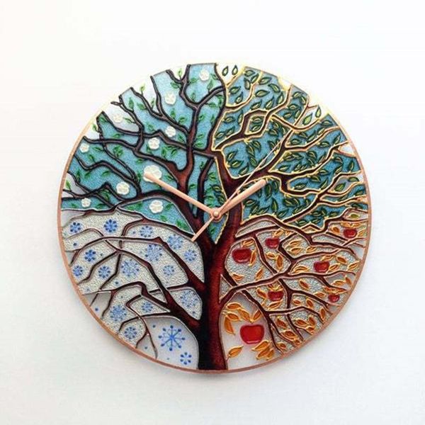 wall clocks tree of life clock easy round creative living room art silent modern design home decor
