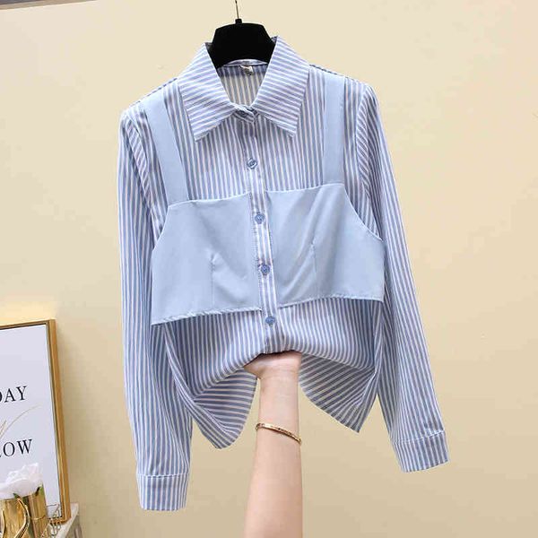 autumn women's turn down collar long sleeves stripe patchwork shirt ladies casual shirts blouse blusas a3930 210428, White
autumn women's turn down collar long sleeves stripe patchwork shirt ladies casual shirts blouse blusas a3930 210428, White