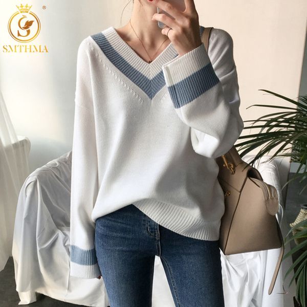 autumn winter women's v-neck student sweaters pullovers warm white jumpers 210520, White;black
autumn winter women's v-neck student sweaters pullovers warm white jumpers 210520, White;black