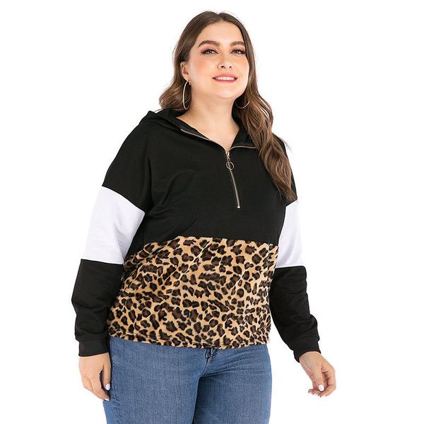 women's hoodies & sweatshirts women sweatshirt european and american plus size loose leopard long-sleeved thin hoodie, Black 
women's hoodies & sweatshirts women sweatshirt european and american plus size loose leopard long-sleeved thin hoodie, Black
