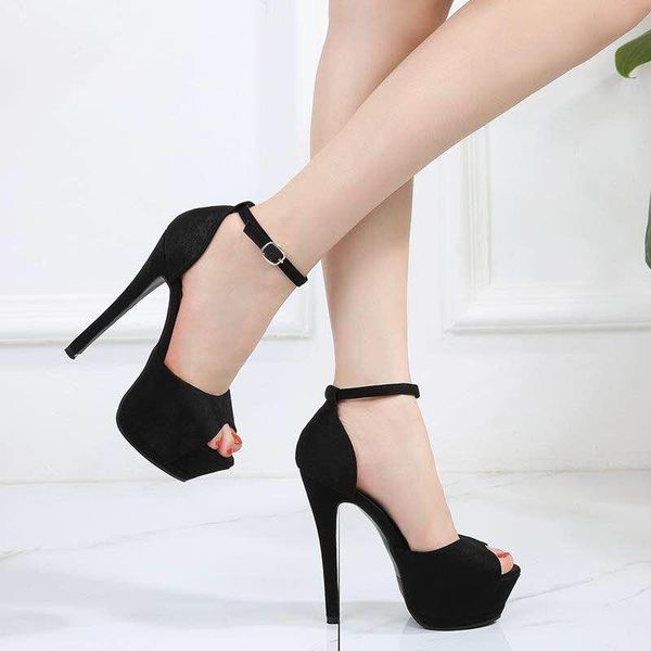 high-heeled women's summer sandals platform fashionable peep toe female shoes, Black
high-heeled women's summer sandals platform fashionable peep toe female shoes, Black