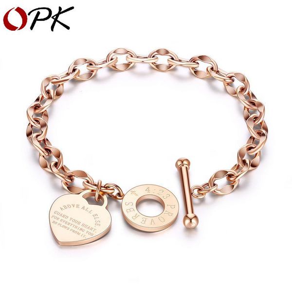 link, chain fashion accessories titanium steel ladies bracelet o love bible proverbs 4:23 youth student style, Black
link, chain fashion accessories titanium steel ladies bracelet o love bible proverbs 4:23 youth student style, Black