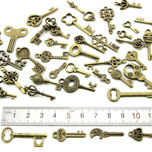 keychains 50pcs mix antique bronze old look keys vintage pendant metal charms decorations diy jewelry findings, Silver
keychains 50pcs mix antique bronze old look keys vintage pendant metal charms decorations diy jewelry findings, Silver