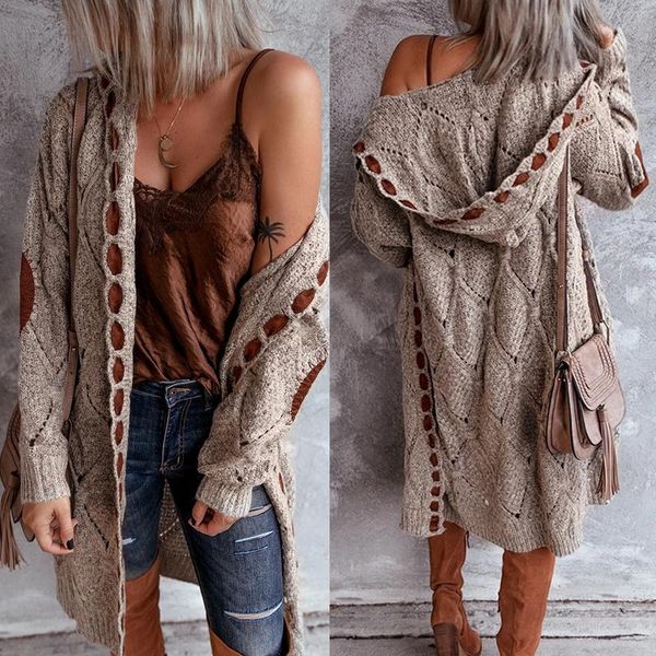 women's knits & tees women sweater vintage elegant long cardigan hooded ladies knitted thick cute girl korean japan harajuku maxi stree