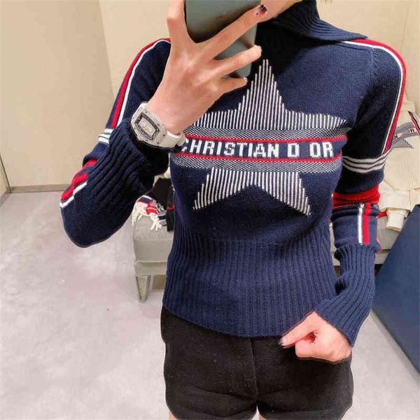 tide brand letter navy style knitted women's new autumn products five pointed star color matching letters on the chest age reduction, Black;brown
tide brand letter navy style knitted women's new autumn products five pointed star color matching letters on the chest age reduction, Black;brown