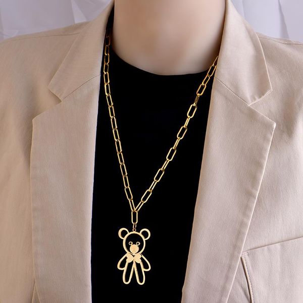 chains titanium steel non fading lovely sweet wind hollowed out bear sweater chain light luxury high-grade women's jewe, Silver
chains titanium steel non fading lovely sweet wind hollowed out bear sweater chain light luxury high-grade women's jewe, Silver