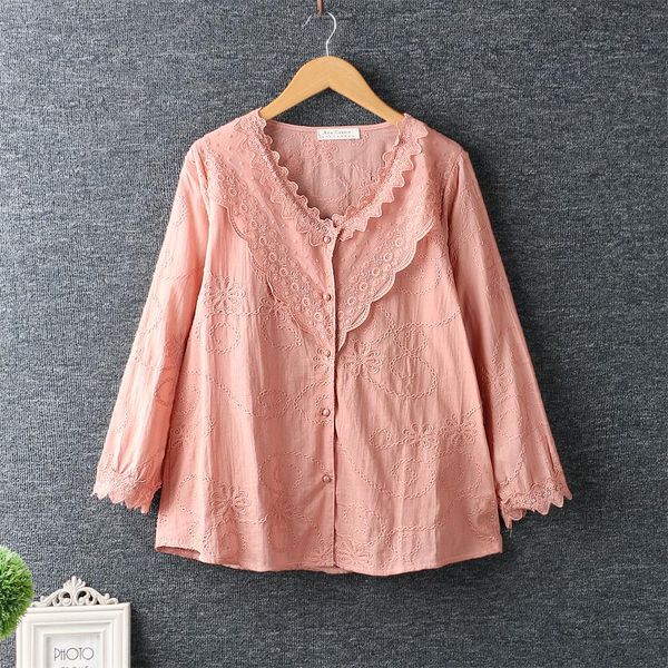 women's blouses & shirts sweet small fresh lace stitching embroidered doll shirt loose women, White
women's blouses & shirts sweet small fresh lace stitching embroidered doll shirt loose women, White