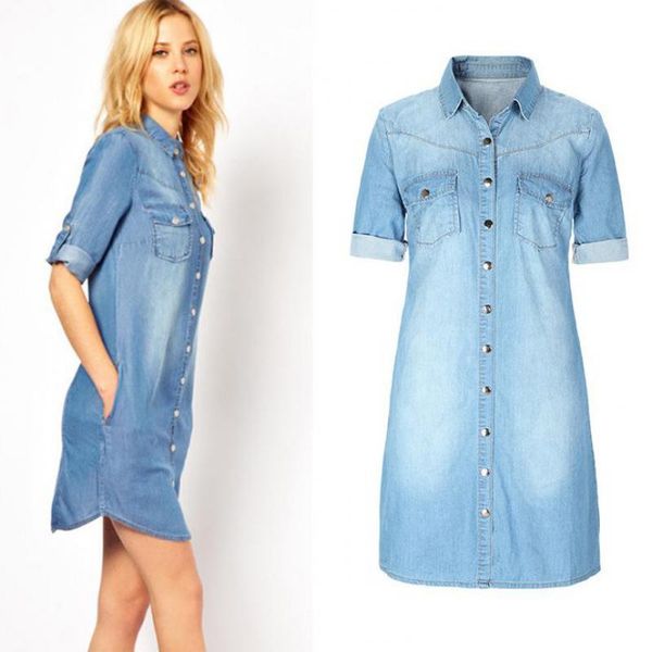 women's blouses & shirts 2021 long fashion women denim shirt dress short sleeve loose blouse casual jean spring/summer, White
women's blouses & shirts 2021 long fashion women denim shirt dress short sleeve loose blouse casual jean spring/summer, White