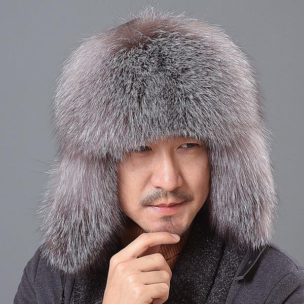 berets luxury men bomber hat winter warm thick fluffy natural fur trapper ear hats, Blue;gray
berets luxury men bomber hat winter warm thick fluffy natural fur trapper ear hats, Blue;gray