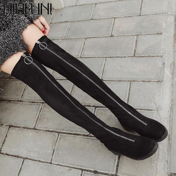 boots niufuni winter women flock/pu leather over the knee round toe front zipper woman shoes ladies thigh high, Black
boots niufuni winter women flock/pu leather over the knee round toe front zipper woman shoes ladies thigh high, Black