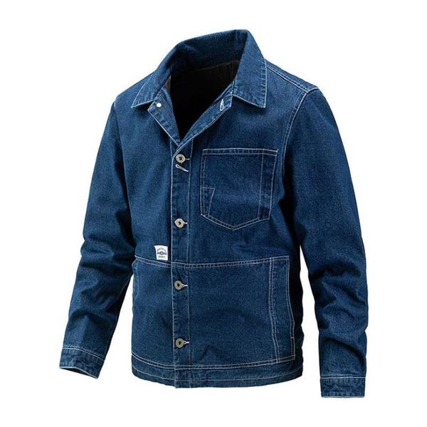 men's jackets solid color loose casual denim jacket male cotton vintage jean outwear lepal collar men coats single breasted, Black;brown
men's jackets solid color loose casual denim jacket male cotton vintage jean outwear lepal collar men coats single breasted, Black;brown
