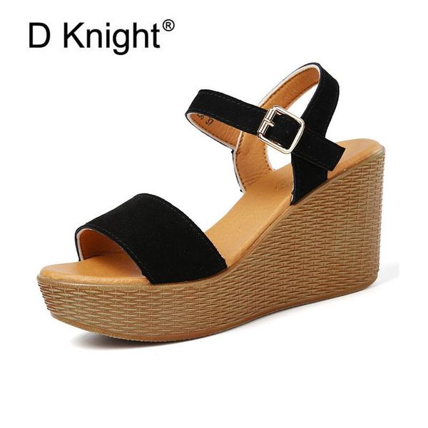 women's concise ankle strap platform wedges sandals vintage suede cow leather high heels wedge gladiator size 34-40, Black
women's concise ankle strap platform wedges sandals vintage suede cow leather high heels wedge gladiator size 34-40, Black
