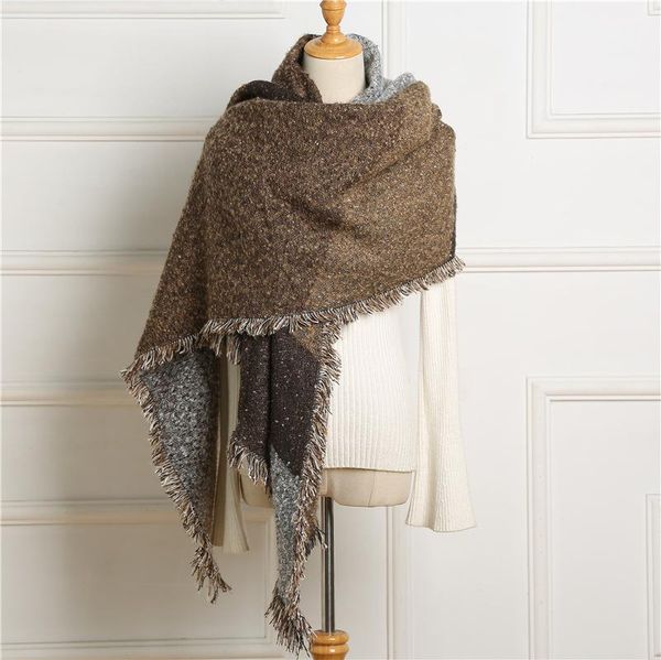 scarves simple geometric imitation cashmere scarf cape warm, Blue;gray 
scarves simple geometric imitation cashmere scarf cape warm, Blue;gray