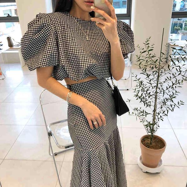 two piece dress summer plaid set women puff sleeve shirt crop & bodycon maxi mermaid skirt korean casual 2 sfya, White
two piece dress summer plaid set women puff sleeve shirt crop & bodycon maxi mermaid skirt korean casual 2 sfya, White