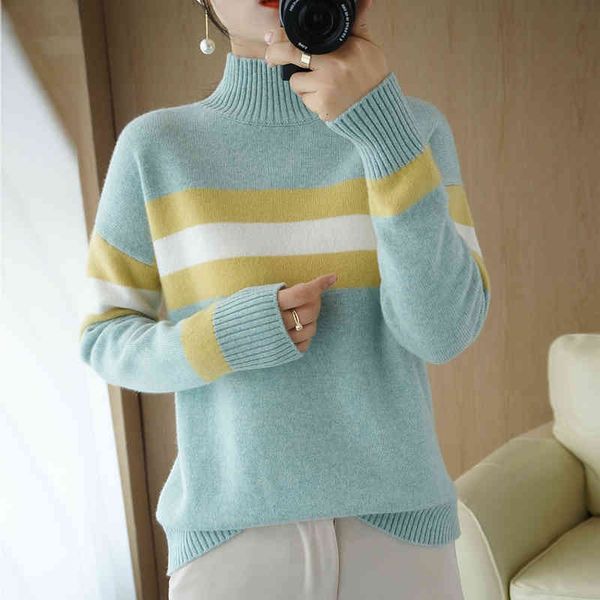 women's sweaters pure wool sweater women's high neck loose korean style short color matching striped cashmere knitted winter new 3, White;black
women's sweaters pure wool sweater women's high neck loose korean style short color matching striped cashmere knitted winter new 3, White;black
