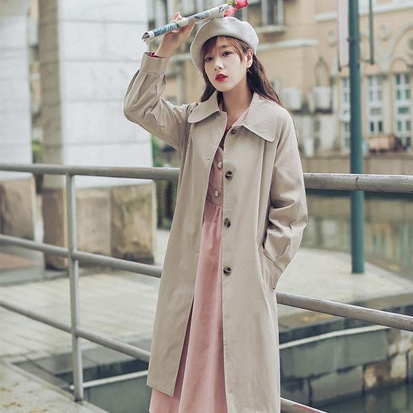 women's trench coats autumn casual sashes coat oversize single breasted vintage washed outwear loose office lady windbreaker clothing, Tan;black
women's trench coats autumn casual sashes coat oversize single breasted vintage washed outwear loose office lady windbreaker clothing, Tan;black