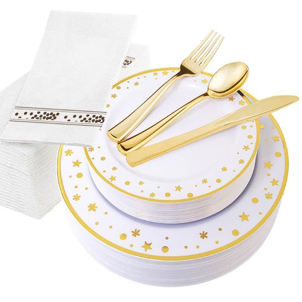 disposable dinnerware 150pcs cutlery set japanese style stamping gold lace plated knife fork spoon buffet plate daily use
disposable dinnerware 150pcs cutlery set japanese style stamping gold lace plated knife fork spoon buffet plate daily use