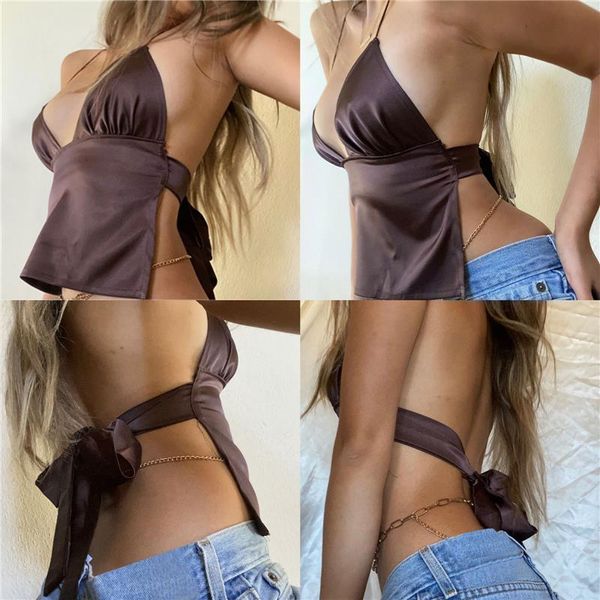 backless fashion women tanks spaghetti strap sleeveless deep v neck tie back camisole, White
backless fashion women tanks spaghetti strap sleeveless deep v neck tie back camisole, White