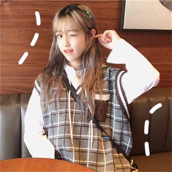 spring and autumn jacket female students loose korean plaid sweater vest wild knitted 210427, White;black
spring and autumn jacket female students loose korean plaid sweater vest wild knitted 210427, White;black