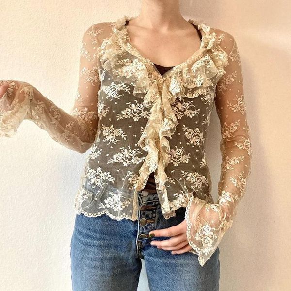 women's t-shirt y2k lace ruffles crop see through button sweet kawaii t shirt women vintage grunge cardigans chic tee aesthetic, White
women's t-shirt y2k lace ruffles crop see through button sweet kawaii t shirt women vintage grunge cardigans chic tee aesthetic, White