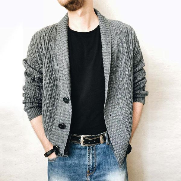 men's sweaters 2021 winter sweater coat solid color outer jackets men button knitted thick warm casual knitwear cardigan, White;black
men's sweaters 2021 winter sweater coat solid color outer jackets men button knitted thick warm casual knitwear cardigan, White;black