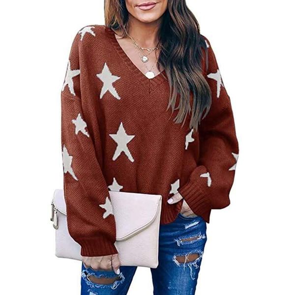 women's sweater long sleeve v-neck loose knitted pullovers jumpers 2021 winter star pattern female warm sweaters, White;black
women's sweater long sleeve v-neck loose knitted pullovers jumpers 2021 winter star pattern female warm sweaters, White;black