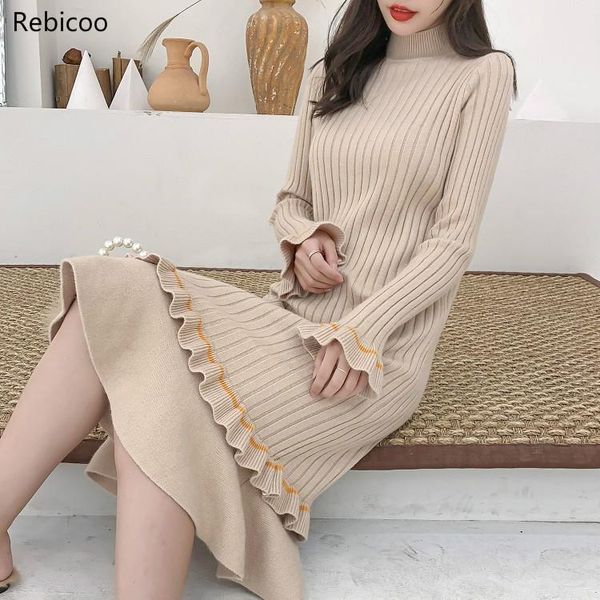casual dresses office lady sweater dress autumn and winter warm clothes women turtleneck neck long sleeve elegant knitted ruffles, Black;gray
casual dresses office lady sweater dress autumn and winter warm clothes women turtleneck neck long sleeve elegant knitted ruffles, Black;gray