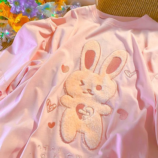 embroidered kawaii women's t-shirt summer fashion short-sleeved sweet preppy style ins casual harajuku mujer, White
embroidered kawaii women's t-shirt summer fashion short-sleeved sweet preppy style ins casual harajuku mujer, White