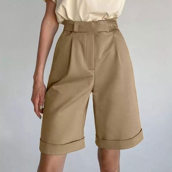 women's shorts 2021 summer white classic knee-length office women plus size high waist candy color short pants, White;black
women's shorts 2021 summer white classic knee-length office women plus size high waist candy color short pants, White;black