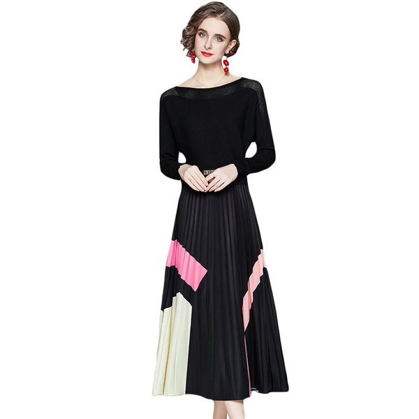 fashion designer womens elegant knitted pleated dress female office party robe black vintage dresses vestidos casual, Black;gray
fashion designer womens elegant knitted pleated dress female office party robe black vintage dresses vestidos casual, Black;gray