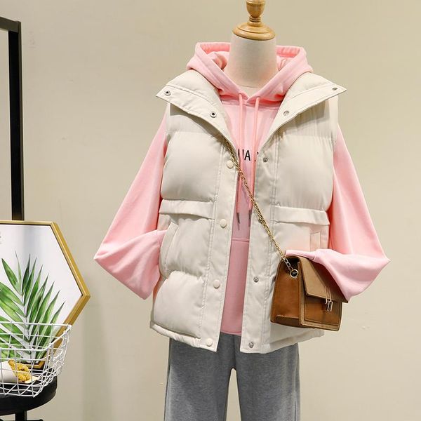 women's vests 2021 autumn winter women korean fashion vest stand collar jacket plus size cotton padded windproof warm waistcoat, Black;white
women's vests 2021 autumn winter women korean fashion vest stand collar jacket plus size cotton padded windproof warm waistcoat, Black;white