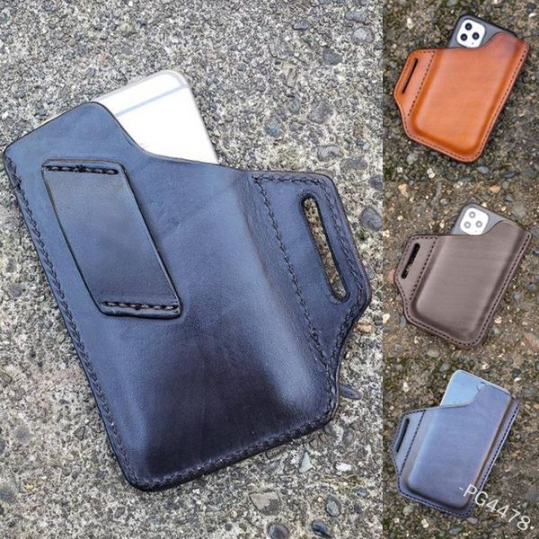 artificial leather waist cell phone bag pockets wear belt tool outdoor pu sports