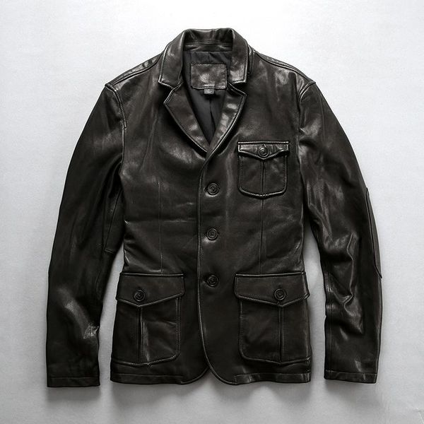 men's leather & faux 2021 smart casual genuine suit black slim fit lapel jacket men pockets sheepskin for male
men's leather & faux 2021 smart casual genuine suit black slim fit lapel jacket men pockets sheepskin for male