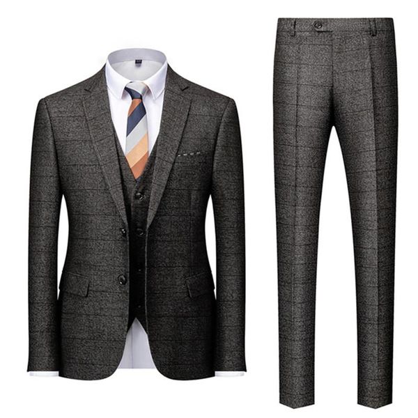 men's suits & blazers brand gray plaid suit for men 2021 fashion slim fit three piece wedding dress formal business casual man, White;black
men's suits & blazers brand gray plaid suit for men 2021 fashion slim fit three piece wedding dress formal business casual man, White;black