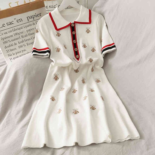 casual dresses summer women sweet retro preppy style polo neck short sleeves embroidery knitted knee-length ladies zw4u, Black;gray
casual dresses summer women sweet retro preppy style polo neck short sleeves embroidery knitted knee-length ladies zw4u, Black;gray