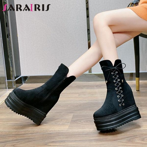boots sarairis fashion female flock trendy high platform women height increasing heels cross tied shoes woman, Black
boots sarairis fashion female flock trendy high platform women height increasing heels cross tied shoes woman, Black