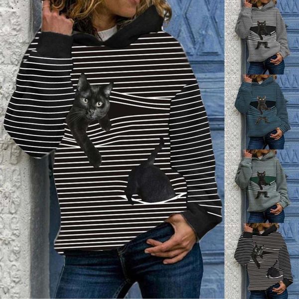 animal cat print hooded pullover hoodie casual sweatshirt striped streetwear female winter long sleeve womens outerwear women's hoodie, Black
animal cat print hooded pullover hoodie casual sweatshirt striped streetwear female winter long sleeve womens outerwear women's hoodie, Black