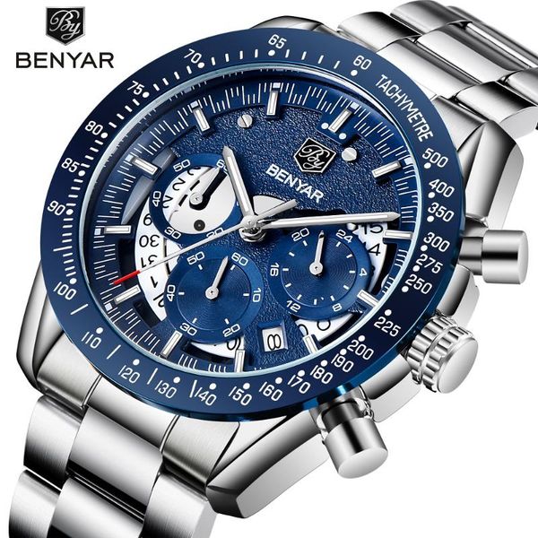 wristwatches benyar 5120 fashion sport watch men black male chronograph clock military stainless steel waterproof wristwatc, Slivery;brown
wristwatches benyar 5120 fashion sport watch men black male chronograph clock military stainless steel waterproof wristwatc, Slivery;brown