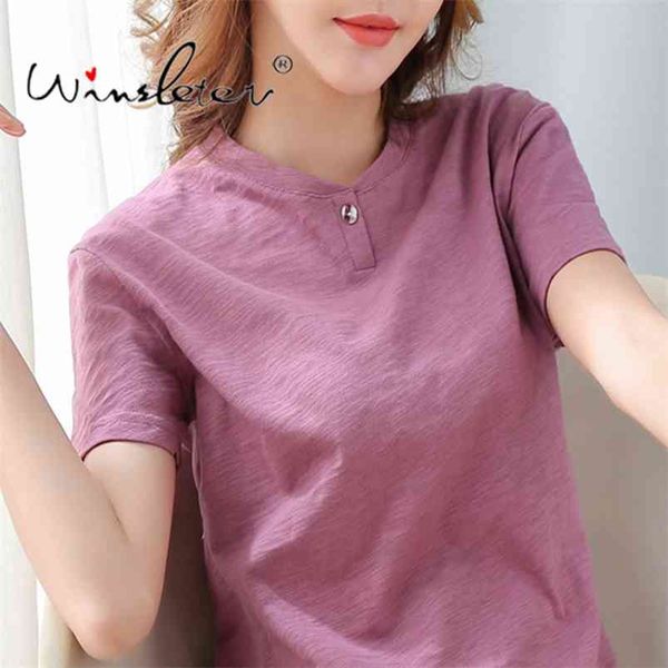 summer solid pure color t-shirt women cotton o-neck single button short sleeve casual minimalist ropa mujer t01403b 210421, Black;gray
summer solid pure color t-shirt women cotton o-neck single button short sleeve casual minimalist ropa mujer t01403b 210421, Black;gray