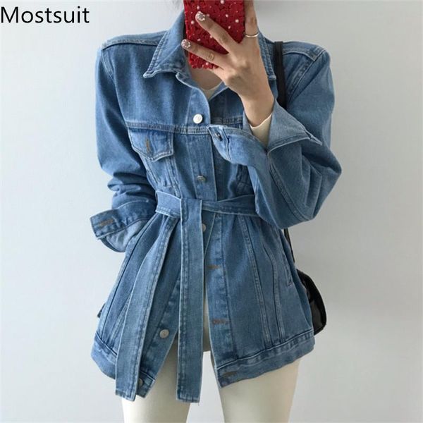 women's jackets 2021 spring korean casual blue denim coats women long sleeve turn-down collar sashes loose fashion solid outwear, Black;brown
women's jackets 2021 spring korean casual blue denim coats women long sleeve turn-down collar sashes loose fashion solid outwear, Black;brown