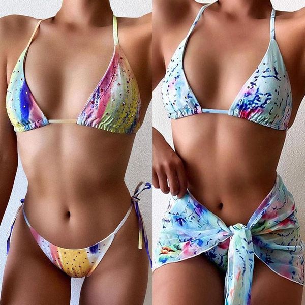 women's swimwear dazzle halter thong bikini frenulum tie two sides bottom triangle set swimsuits summer bathing suit for lady, White;black
women's swimwear dazzle halter thong bikini frenulum tie two sides bottom triangle set swimsuits summer bathing suit for lady, White;black