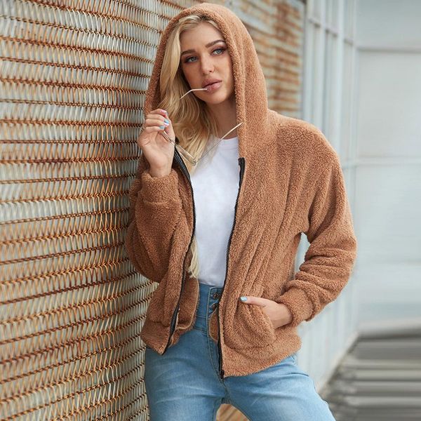women's fur & faux casual hooded zipper jacket camel coat with pockets women girls fashion streetwear autumn winter plus size outerwear, Black
women's fur & faux casual hooded zipper jacket camel coat with pockets women girls fashion streetwear autumn winter plus size outerwear, Black