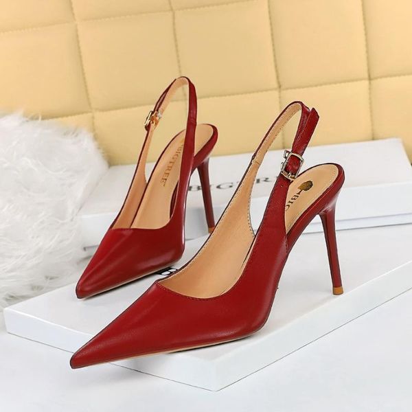 dress shoes bigtree women sandals summer shallow pointed toe hollow slingback buckle strap woman stilettos 9.5cm thin high heels 34-43, Black
dress shoes bigtree women sandals summer shallow pointed toe hollow slingback buckle strap woman stilettos 9.5cm thin high heels 34-43, Black