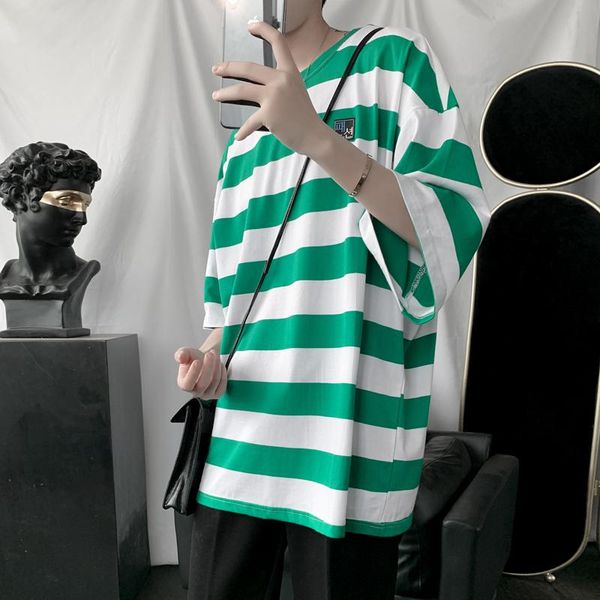 men's t-shirts loose fit striped t shirts for 2021 summer korean fashion men clothing teens oversized pullover tees harajuku streetwea, White;black
men's t-shirts loose fit striped t shirts for 2021 summer korean fashion men clothing teens oversized pullover tees harajuku streetwea, White;black