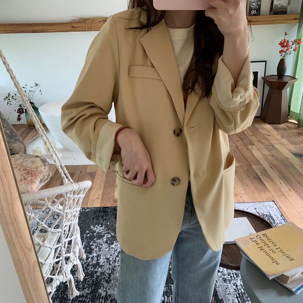 gentle yellow loose female casual large size blazer vintage basic women ol fashion blazers solid jacket femme 210421, White;black
gentle yellow loose female casual large size blazer vintage basic women ol fashion blazers solid jacket femme 210421, White;black