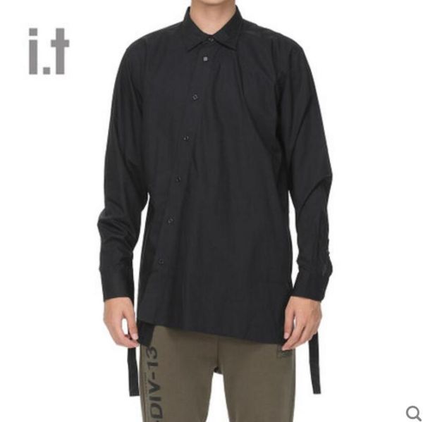 s-6xl 2021 men's clothing gd hair stylist fashion personality oblique flap long belt decoration shirt plus size costumes casual shirts, White;black
s-6xl 2021 men's clothing gd hair stylist fashion personality oblique flap long belt decoration shirt plus size costumes casual shirts, White;black