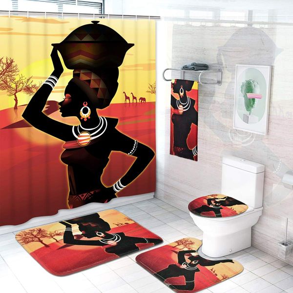 afro girl shower curtain sets with rugs and towels include non-slip rugs, toilet lid cover and bath mat, ancient egyptian
afro girl shower curtain sets with rugs and towels include non-slip rugs, toilet lid cover and bath mat, ancient egyptian